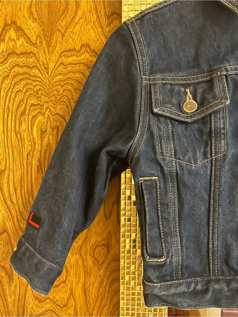 FUBU Kid’s Dark Blue Denim Jacket with Contrast Stitching